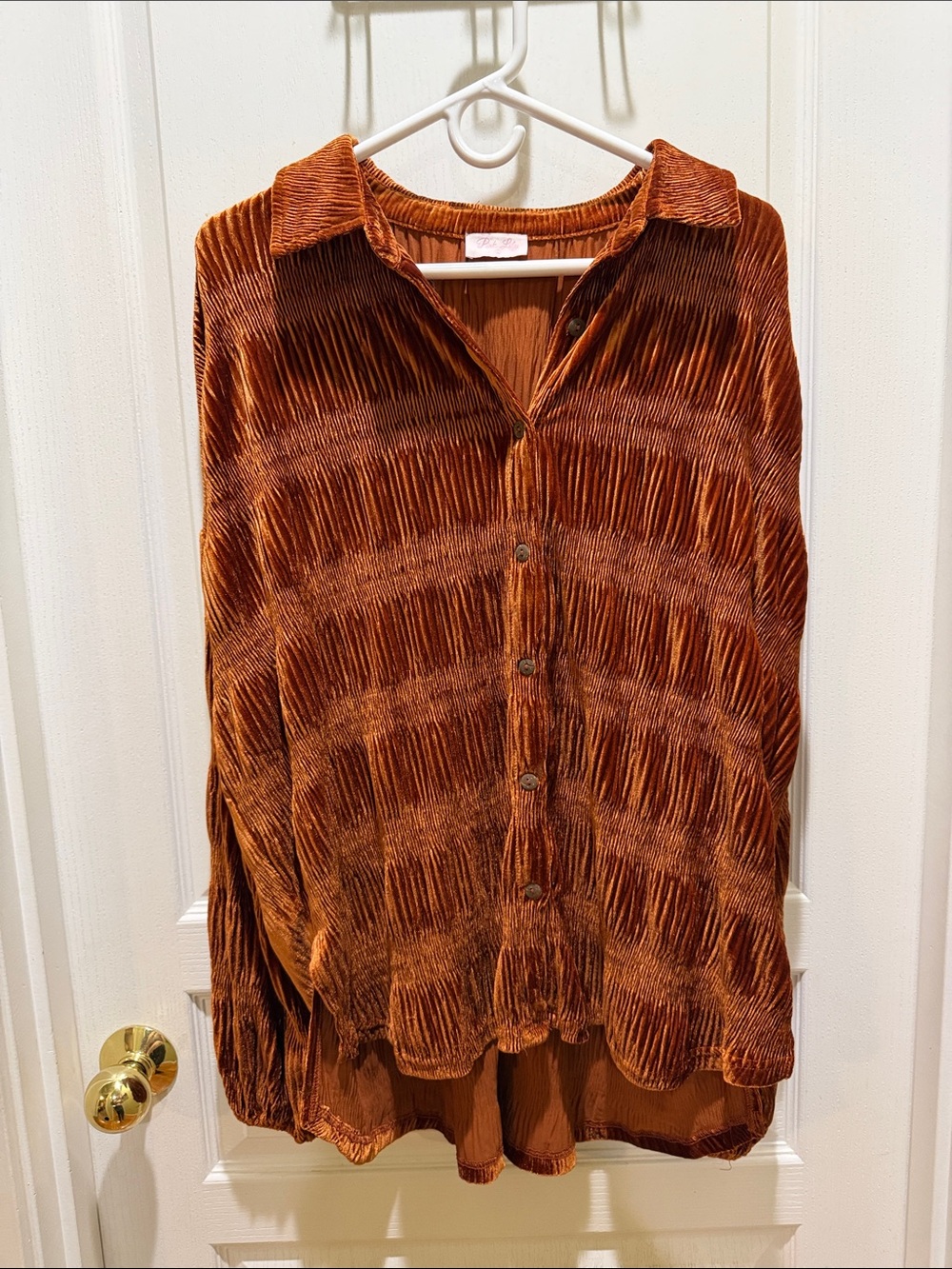 Pink Lily Rust Orange Button-Down Shirt